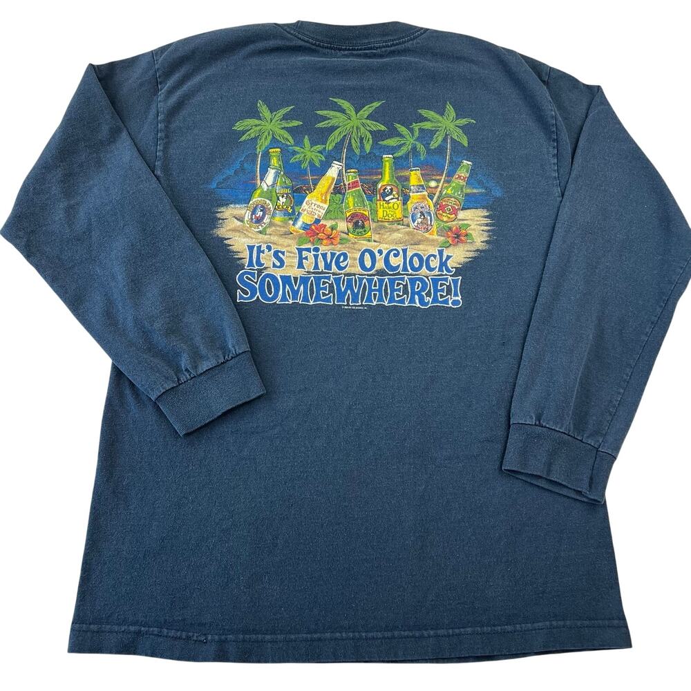 Big Dog Vintage 2004 Five O'Clock Somewhere Drinking Blue T-Shirt Size Medium